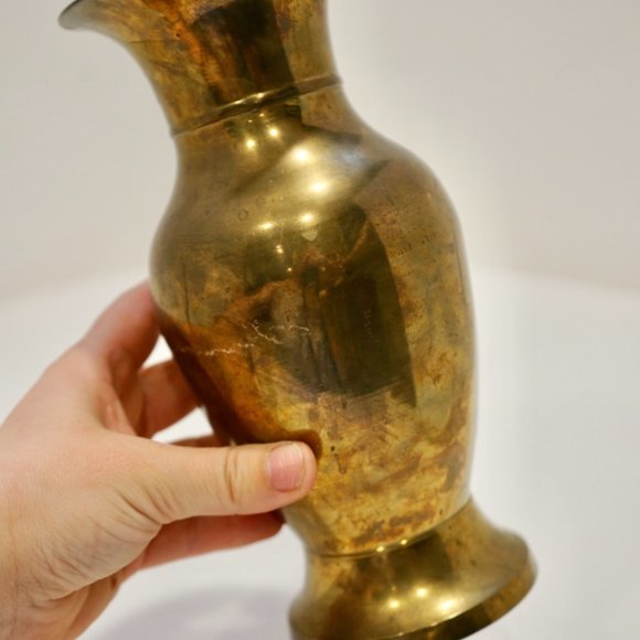 Vintage Decorative Brass Flower Vase | Boho Home Decor - Picture 7 of 10